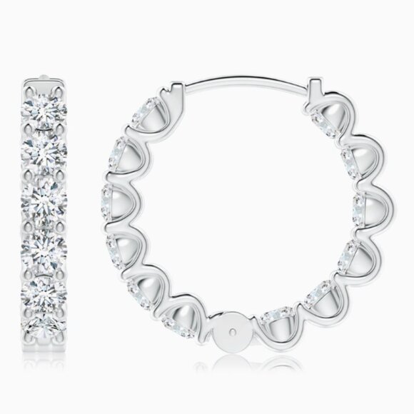 Angara Jewelry - 3CT TW Platinum Lab Grown Diamond Hoops